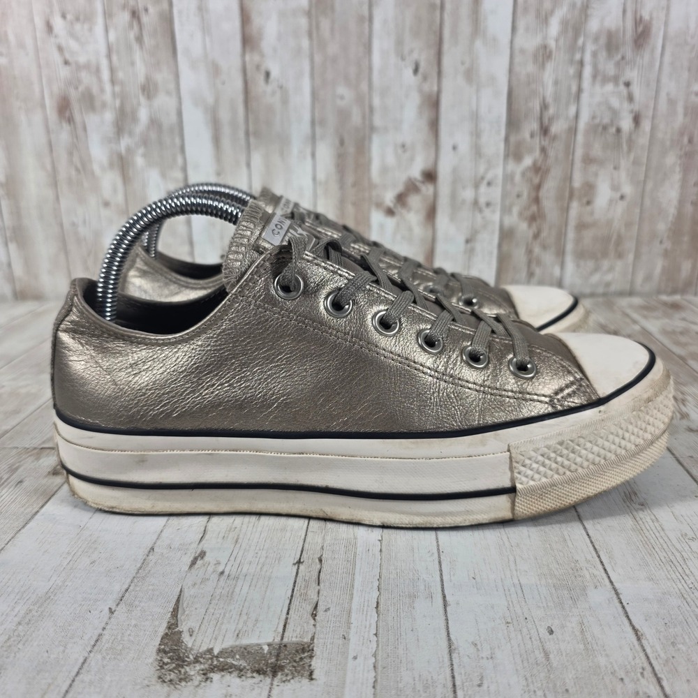 Converse Chuck Taylor All Star Platform‎ Metallic Bronze Leather Sneakers 8.5W